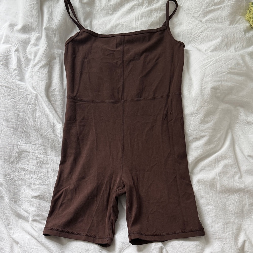 Wilfred Free Brown Cotton Spaghetti Strap Romper